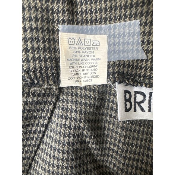 Briggs Womens Black Gray Houndstooth Pattern Pants Size 12 Career Pleated Front - Picture 5 of 7